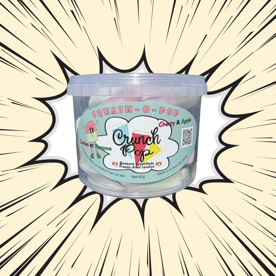 Bonbons Lyophilisés CrunchPop - Squash-O-Pop Cerise et pomme lyophilisés 45g