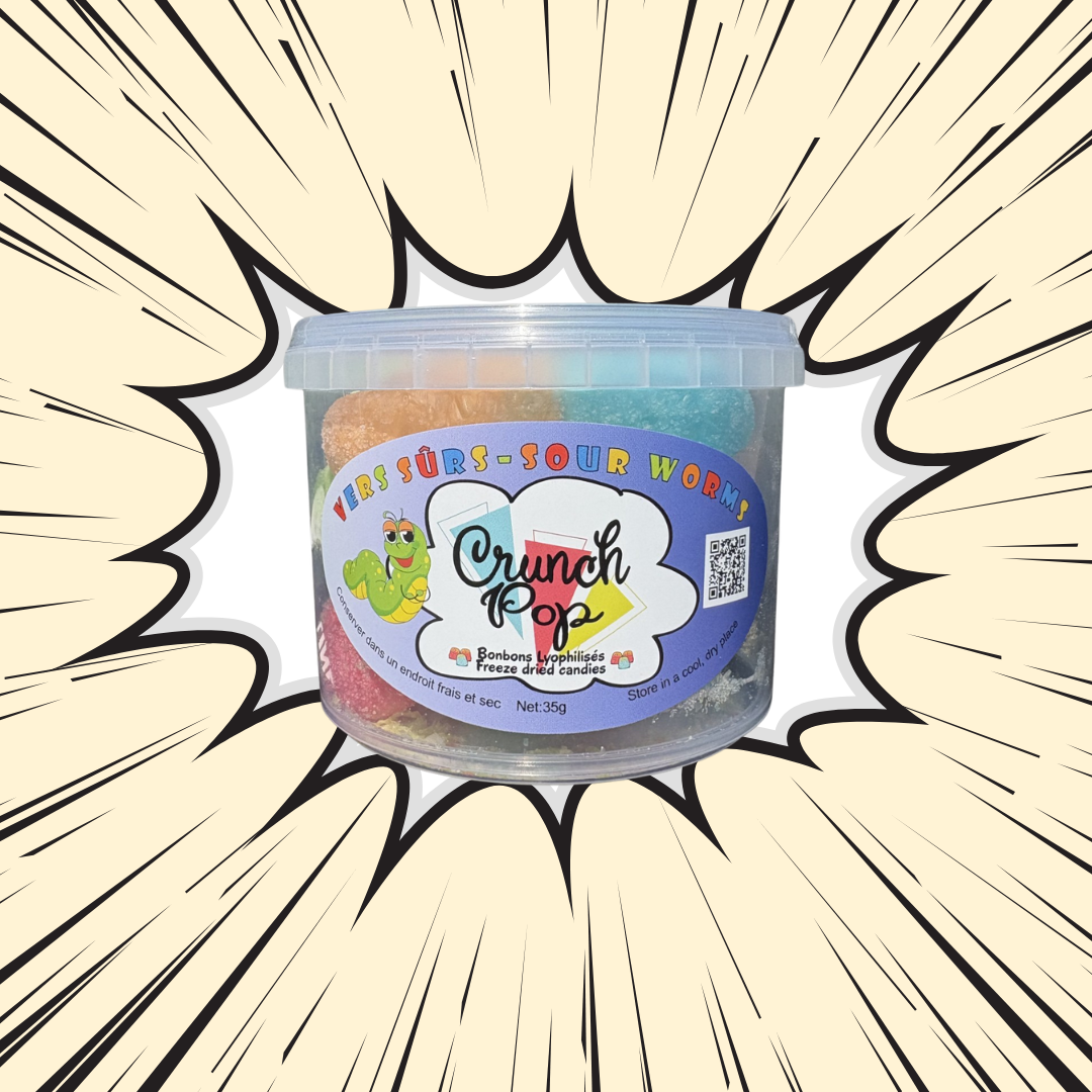 Bonbons Lyophilisés CrunchPop - Vers de terre sûrs lyophilisés 35g