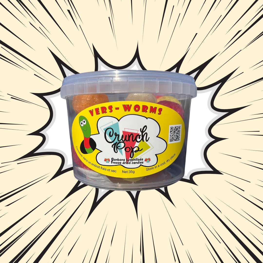 Bonbons Lyophilisés CrunchPop - Vers de terre lyophilisés 35g