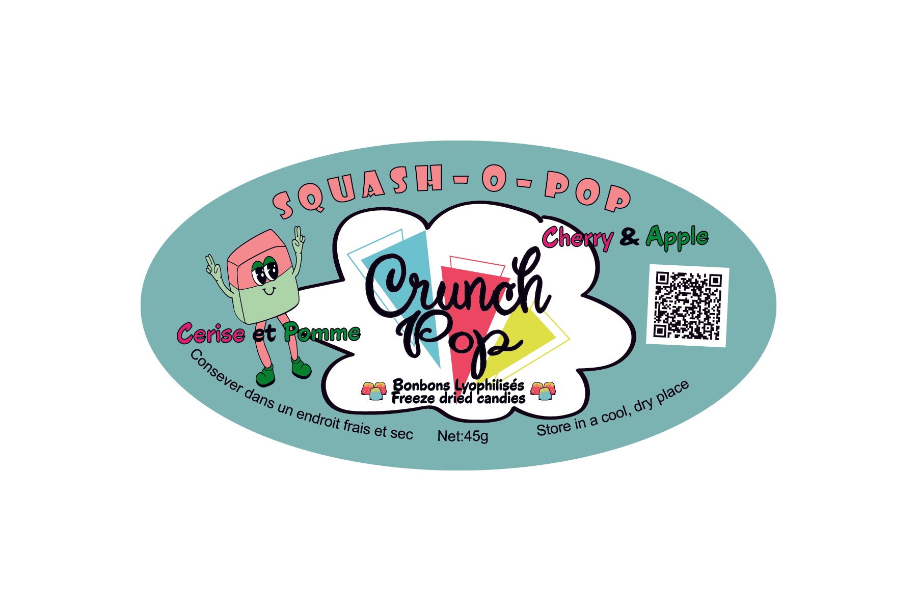CrunchPop Freeze-Dried Candies - Squash-O-Pop Cherry and Apple 45g