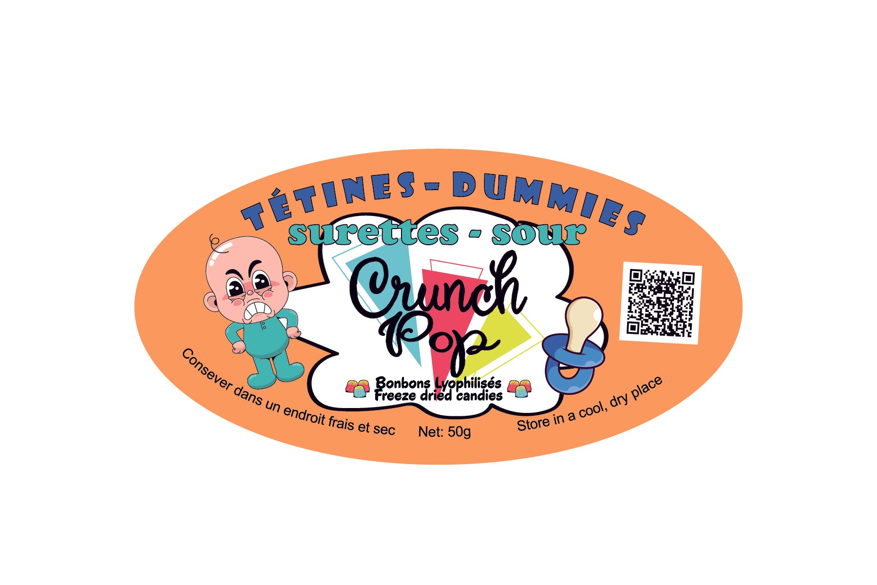 Bonbons Lyophilisés CrunchPop - Tétines surettes 50g