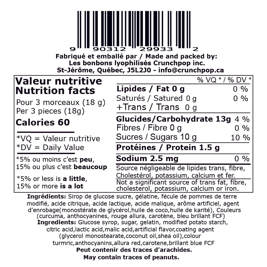 Bonbons Lyophilisés CrunchPop - Tétines surettes 50g