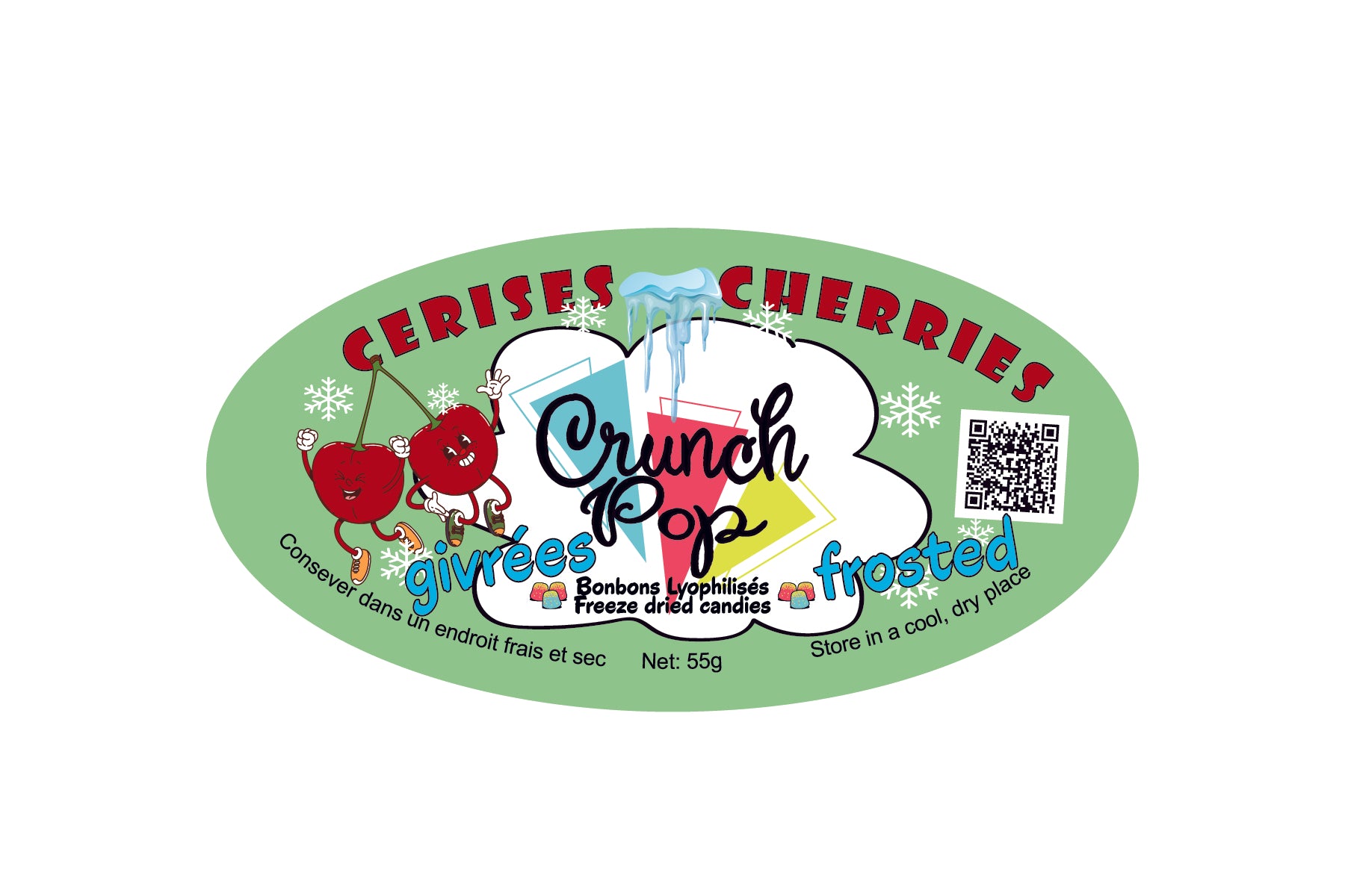 Bonbons Lyophilisés CrunchPop - Cerises givrées 55g