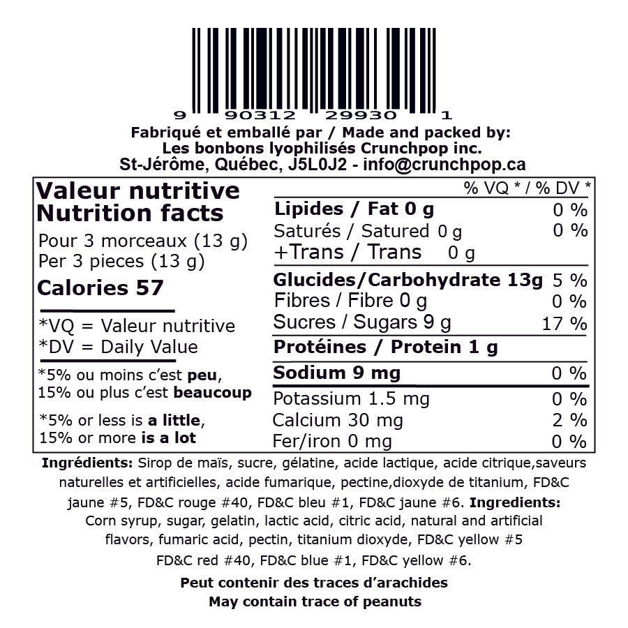 Bonbons Lyophilisés CrunchPop - Vers de terre sûrs lyophilisés 35g
