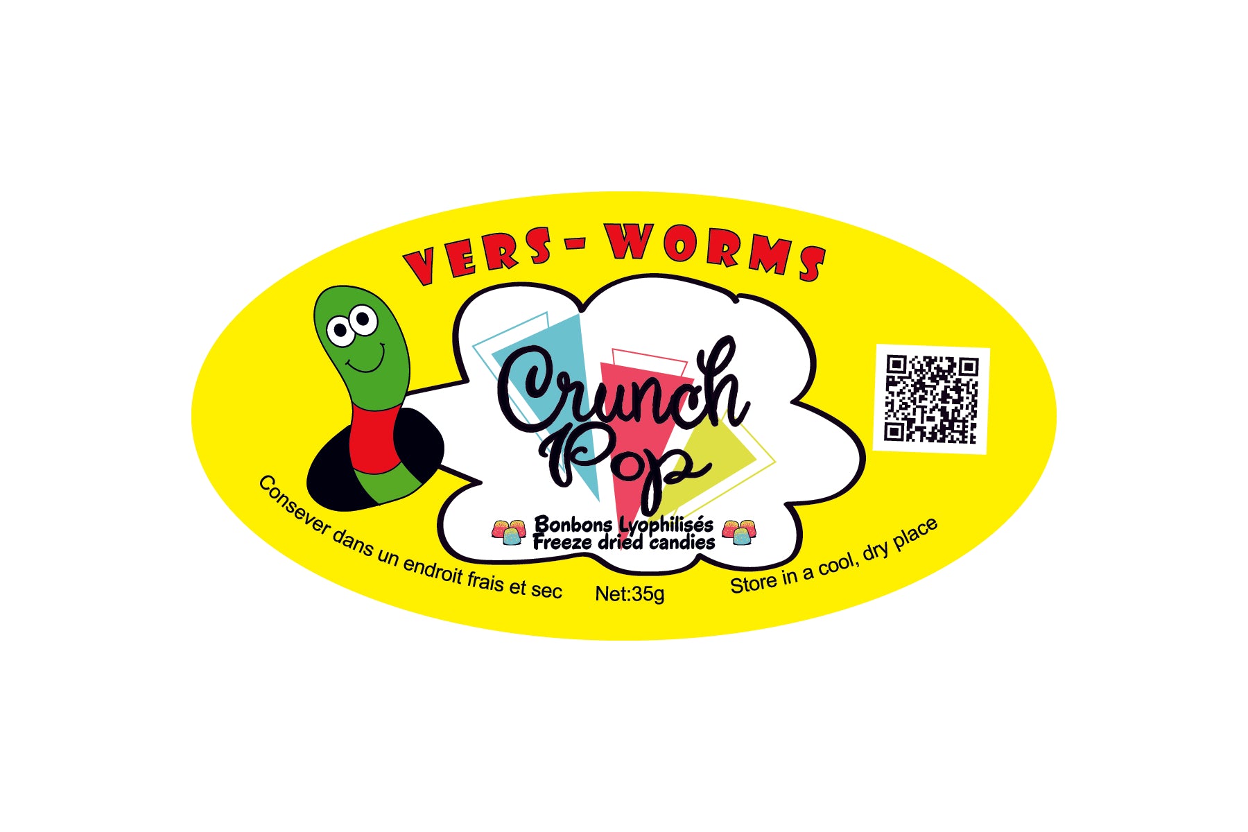 Bonbons Lyophilisés CrunchPop - Vers de terre lyophilisés 35g