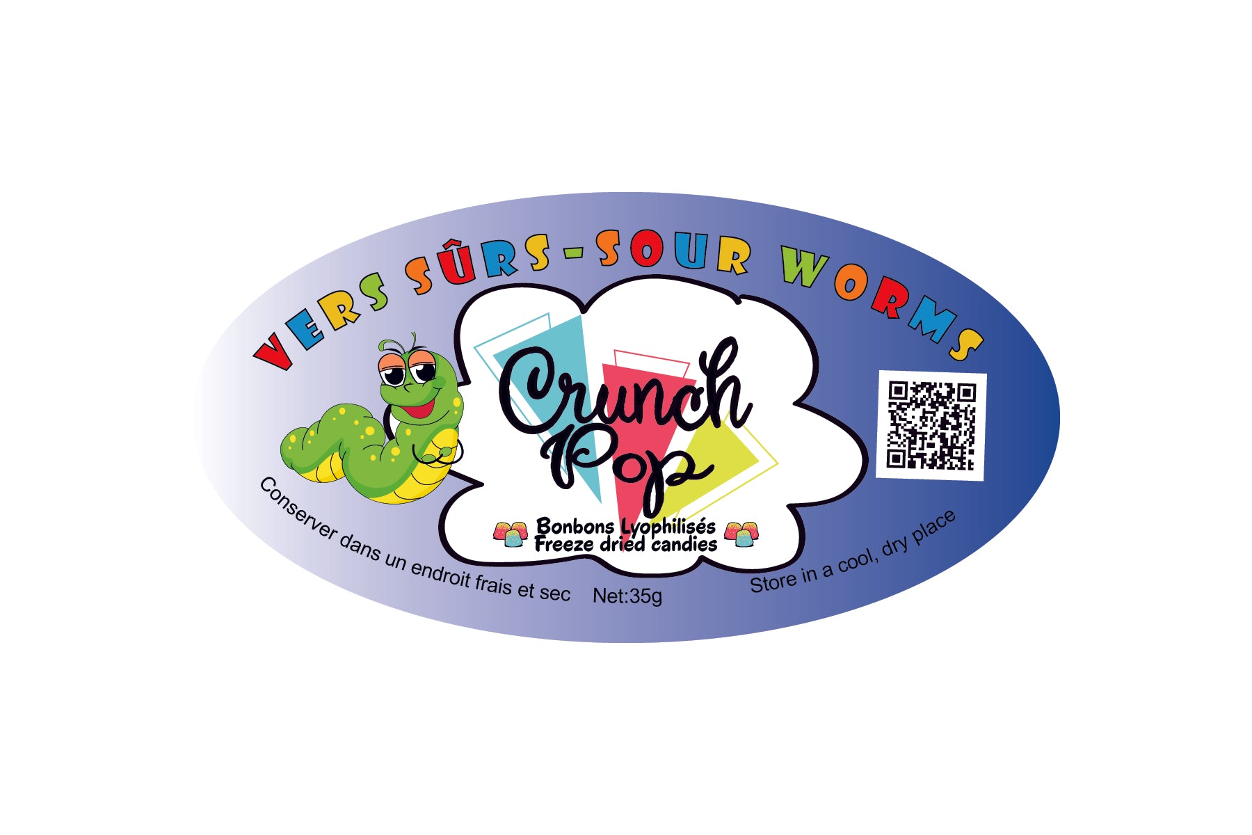 Bonbons Lyophilisés CrunchPop - Vers de terre sûrs lyophilisés 35g