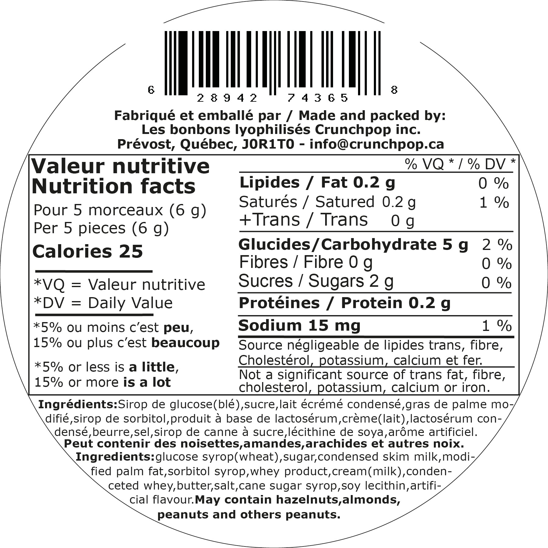 Bonbons Lyophilisés CrunchPop - Caramel-O-Pop 30g